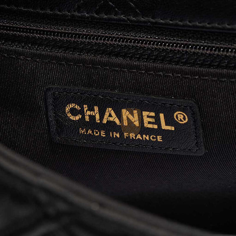 CHANEL BLACK LAMBSKIN QUILTED PEARL STUDDED FLAP BAG WITH GHW (24*16*7.5cm)